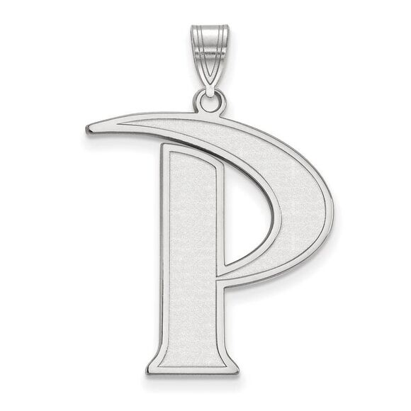 10k White Gold Pepperdine U. XL Initial P Pendant - Picture 1 of 3